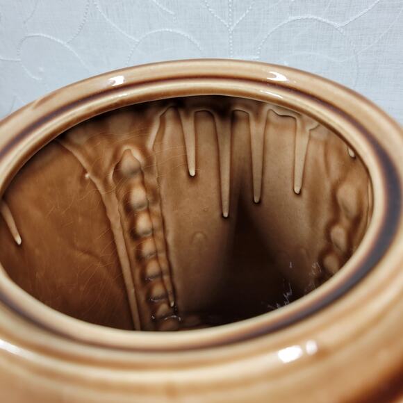 VTG McCoy USA Pottery Canister 10" Tan Green Ditsy Floral Daisy Ceramic Jar - Picture 16 of 16